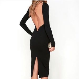 Black Long Sleeve Backless Dress